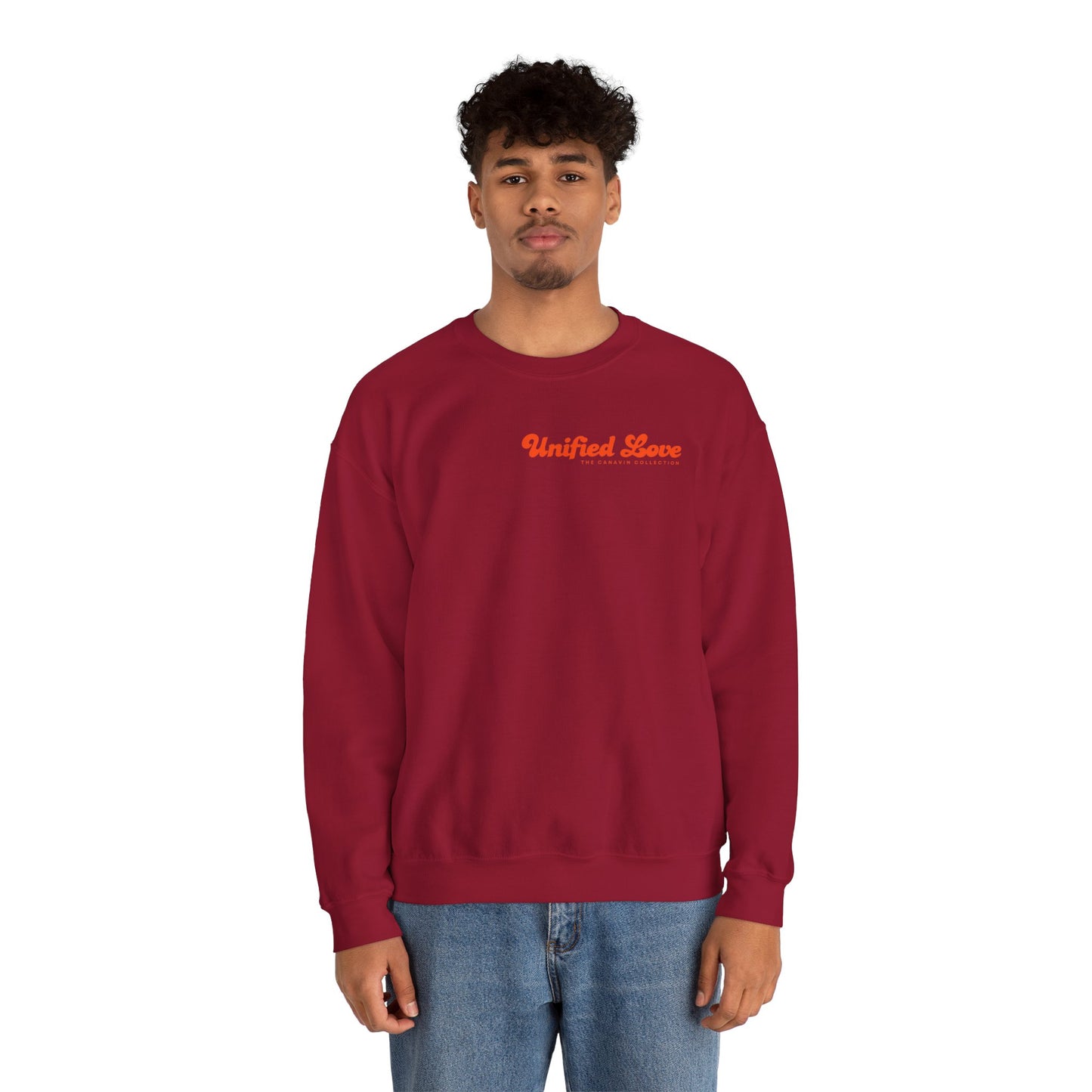 Unified Love Sweatshirt – Spread Love, Stay Cozy - Unisex Heavy Blend™ Crewneck Sweatshirt - Cardinal Red