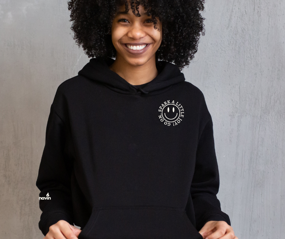 GO ON, SPARK A LITTLE JOY! - SMILE HOODIE Unisex Soft and Heavy Blend™ Hooded Sweatshirt-Comfort and Positivity-Black