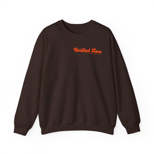 Unified Love Sweatshirt – Spread Love, Stay Cozy - Unisex Heavy Blend™ Crewneck Sweatshirt - Dark Chocolate