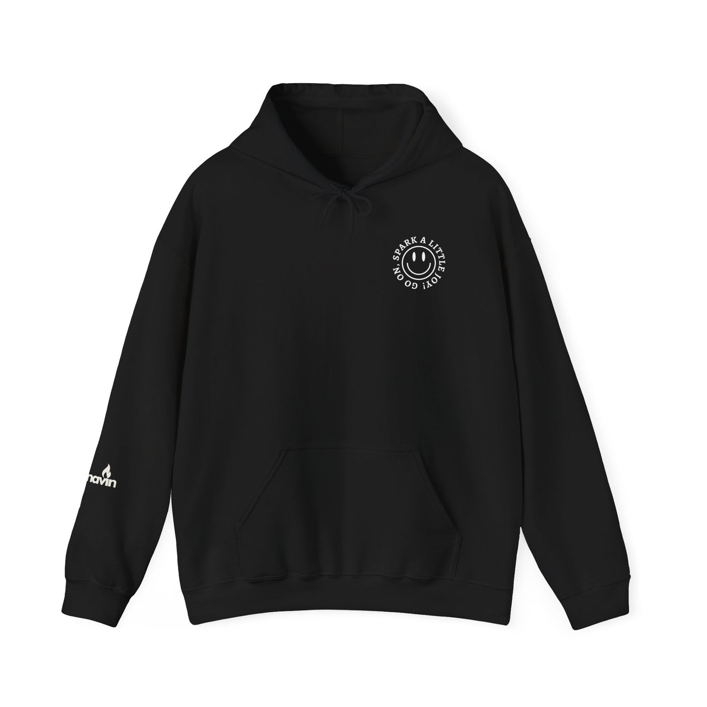 GO ON, SPARK A LITTLE JOY! - SMILE HOODIE Unisex Soft and Heavy Blend™ Hooded Sweatshirt-Comfort and Positivity-Black