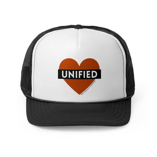 Unified Love Trucker Cap - Heart Design for Support and Unity - Canavin Collection – Wear the Message, Spread the Joy
