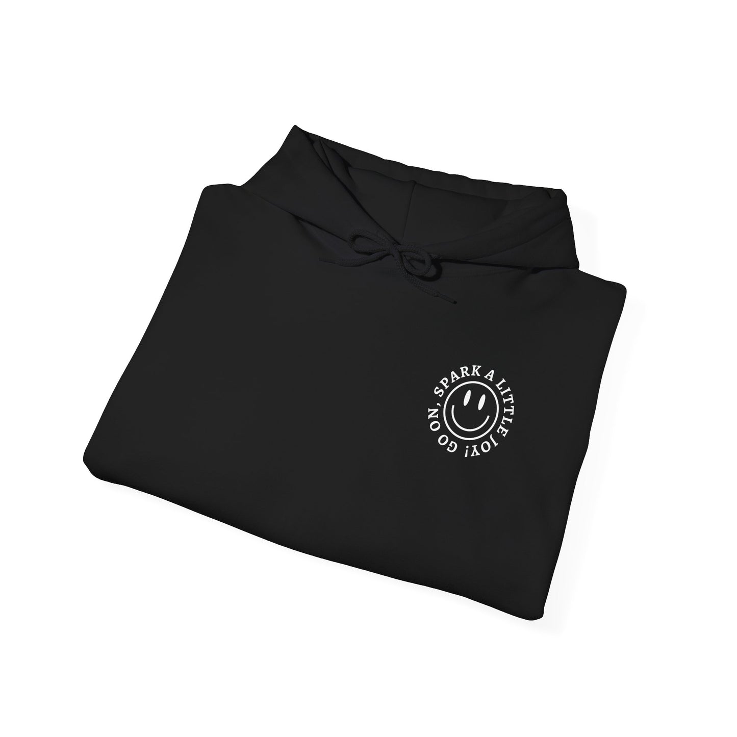 GO ON, SPARK A LITTLE JOY! - SMILE HOODIE Unisex Soft and Heavy Blend™ Hooded Sweatshirt-Comfort and Positivity-Black