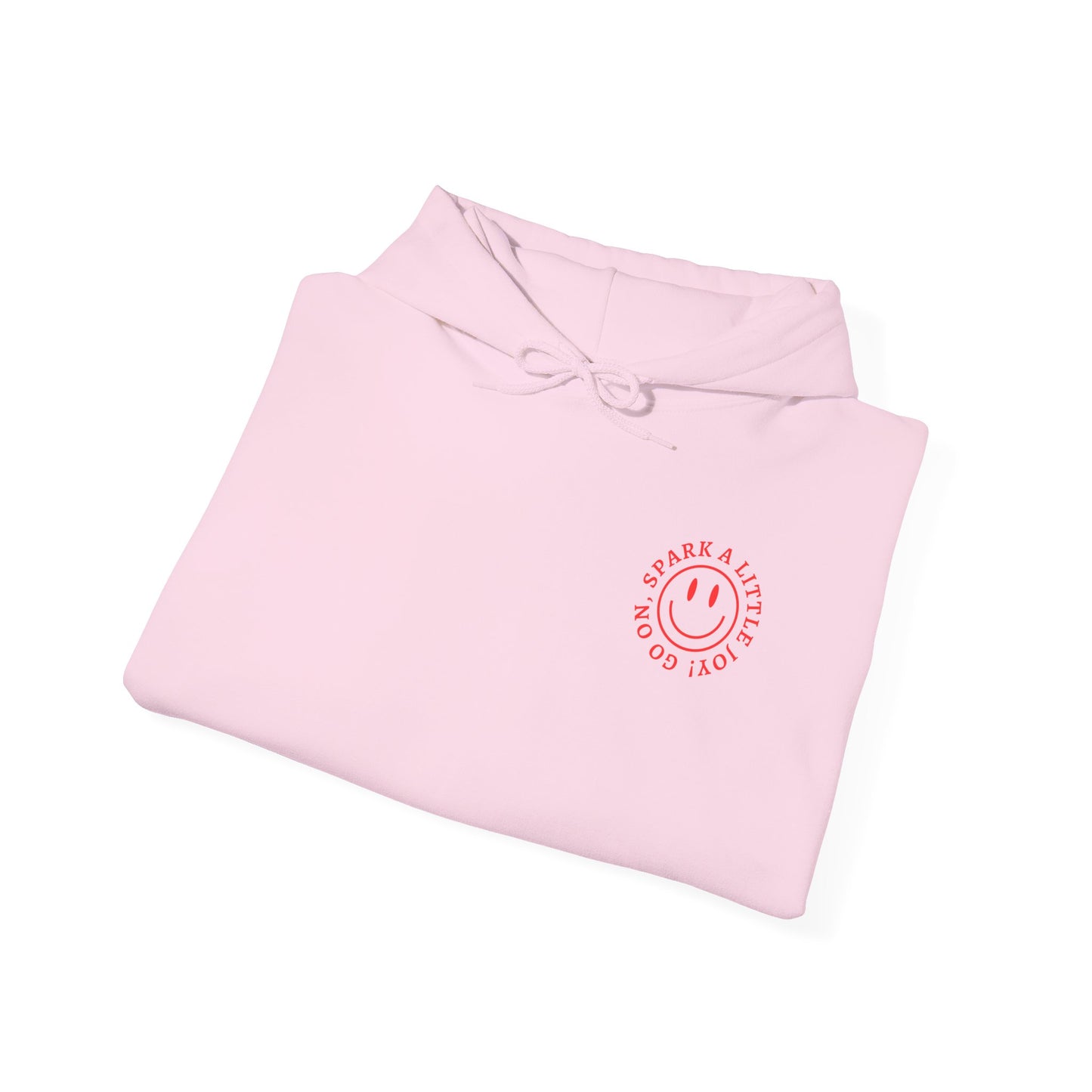 GO ON, SPARK A LITTLE JOY! - SMILE HOODIE Unisex Soft and Heavy Blend™ Hooded Sweatshirt-Comfort and Positivity-Pink