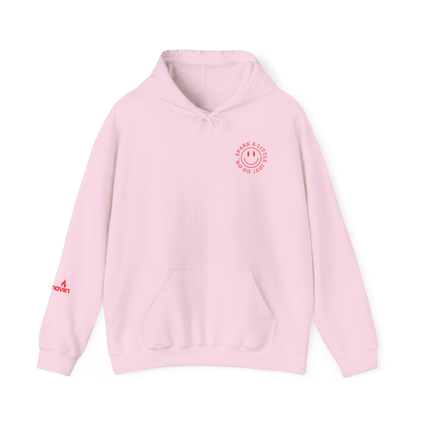 GO ON, SPARK A LITTLE JOY! - SMILE HOODIE Unisex Soft and Heavy Blend™ Hooded Sweatshirt-Comfort and Positivity-Pink