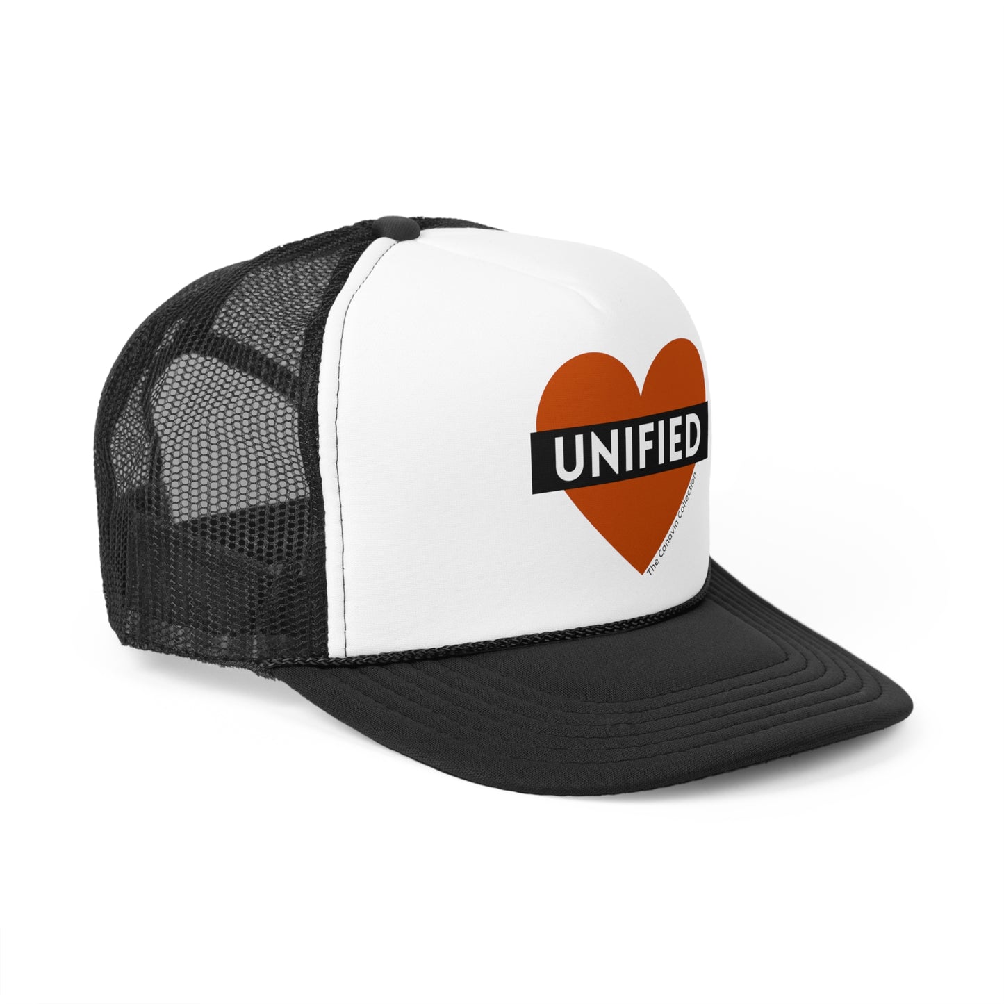 Unified Love Trucker Cap - Heart Design for Support and Unity - Canavin Collection – Wear the Message, Spread the Joy
