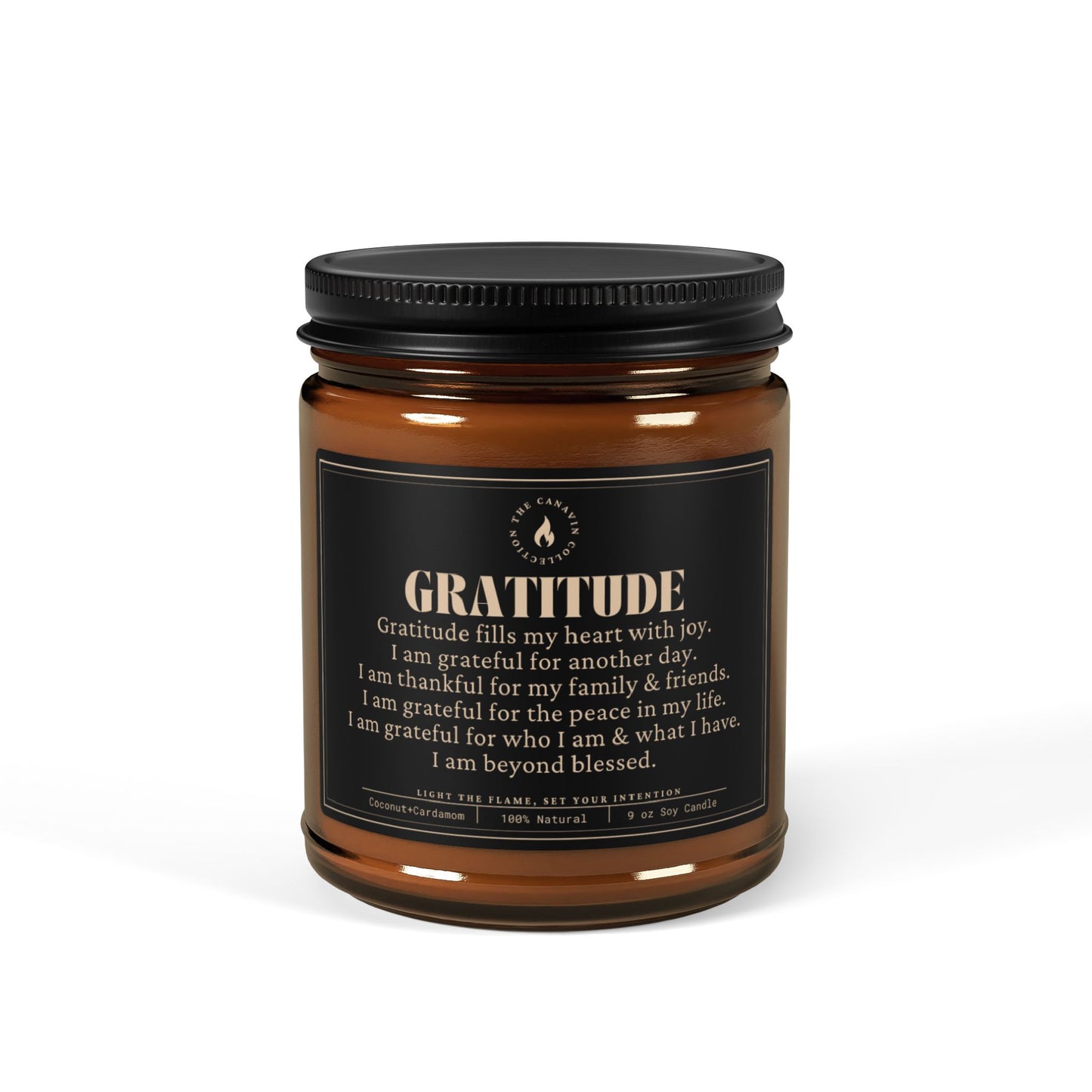 GRATITUDE, Mindfulness Scented Candle, Coconut Cream + Cardamom, 9oz - Relaxing Aromatherapy, Gift Ideas, Home Decor, Self-Care, Manifest