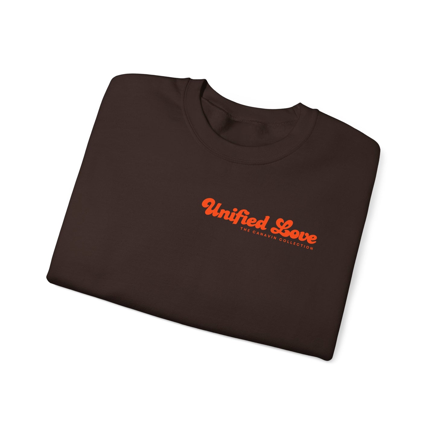 Unified Love Sweatshirt – Spread Love, Stay Cozy - Unisex Heavy Blend™ Crewneck Sweatshirt - Dark Chocolate