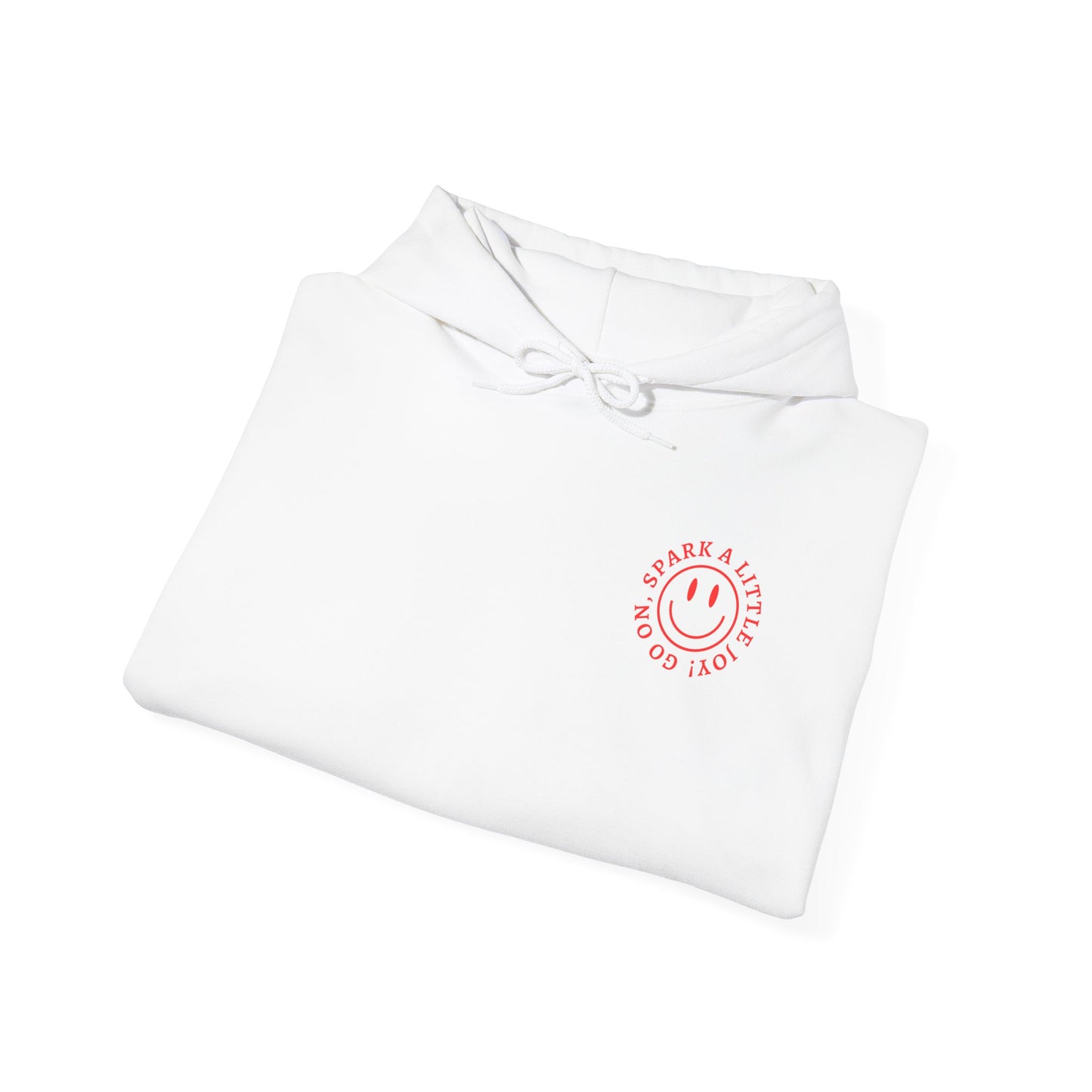 GO ON, SPARK A LITTLE JOY! - SMILE HOODIE Unisex Soft and Heavy Blend™ Hooded Sweatshirt-Comfort and Positivity-White