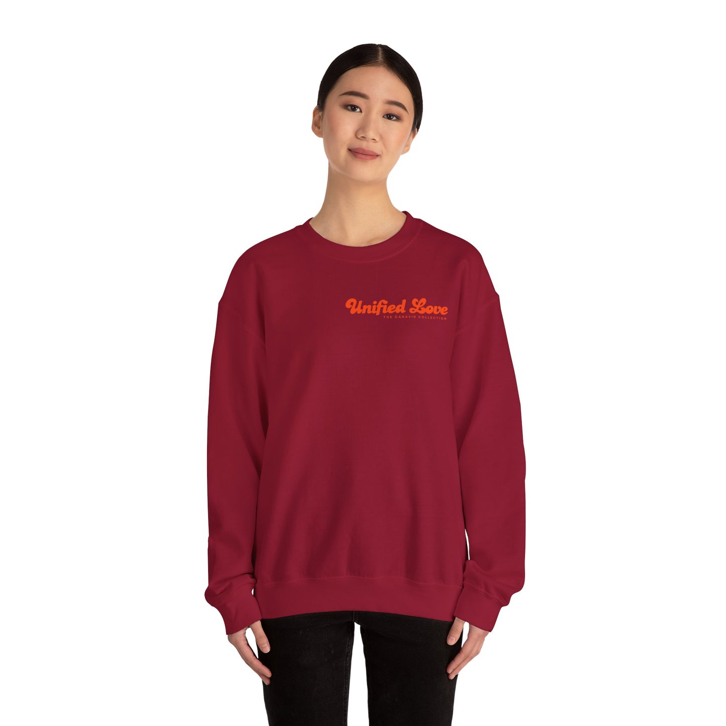 Unified Love Sweatshirt – Spread Love, Stay Cozy - Unisex Heavy Blend™ Crewneck Sweatshirt - Cardinal Red