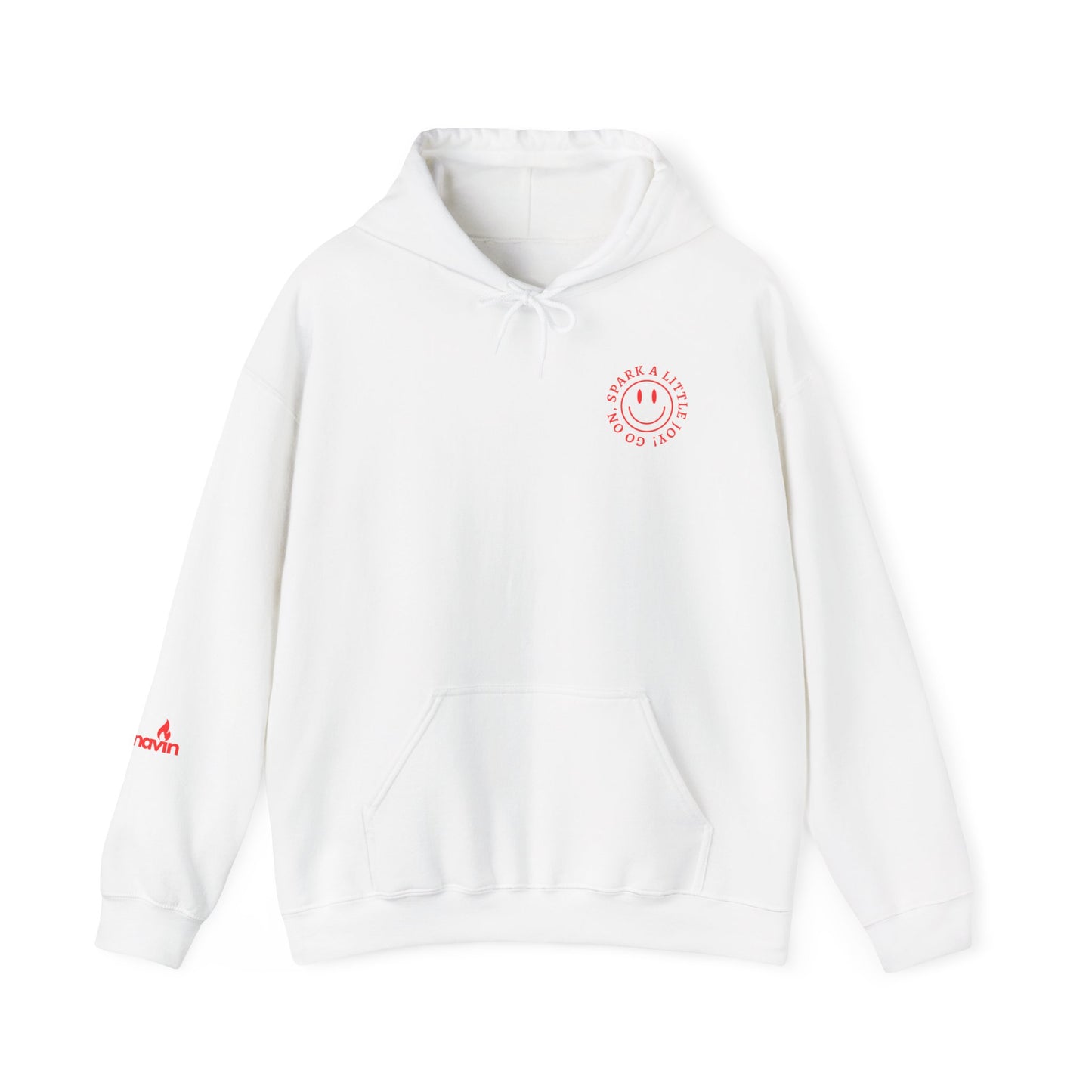 GO ON, SPARK A LITTLE JOY! - SMILE HOODIE Unisex Soft and Heavy Blend™ Hooded Sweatshirt-Comfort and Positivity-White