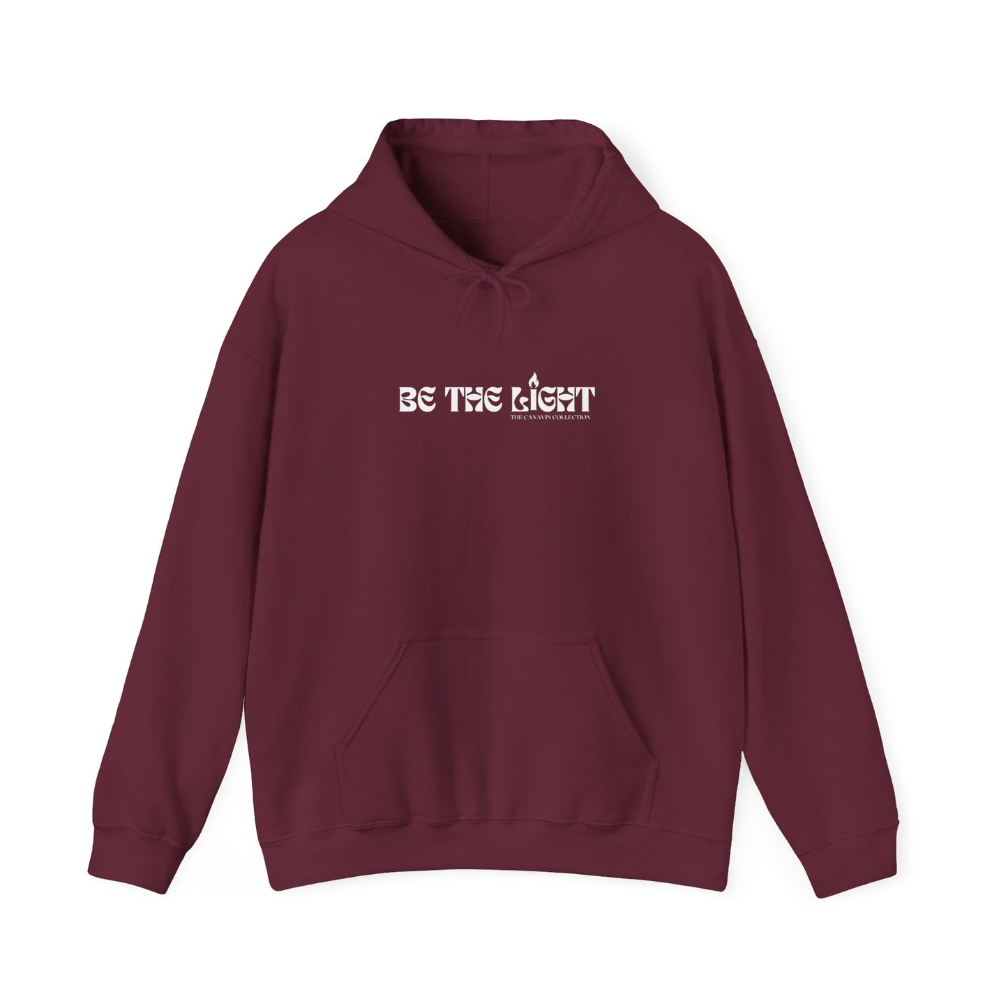 BE THE LIGHT Hooded Sweatshirt - Unisex Heavy Blend™ - Cozy & Stylish, Perfect for Cold Weather, Positive Message - Maroon *Small-5XL