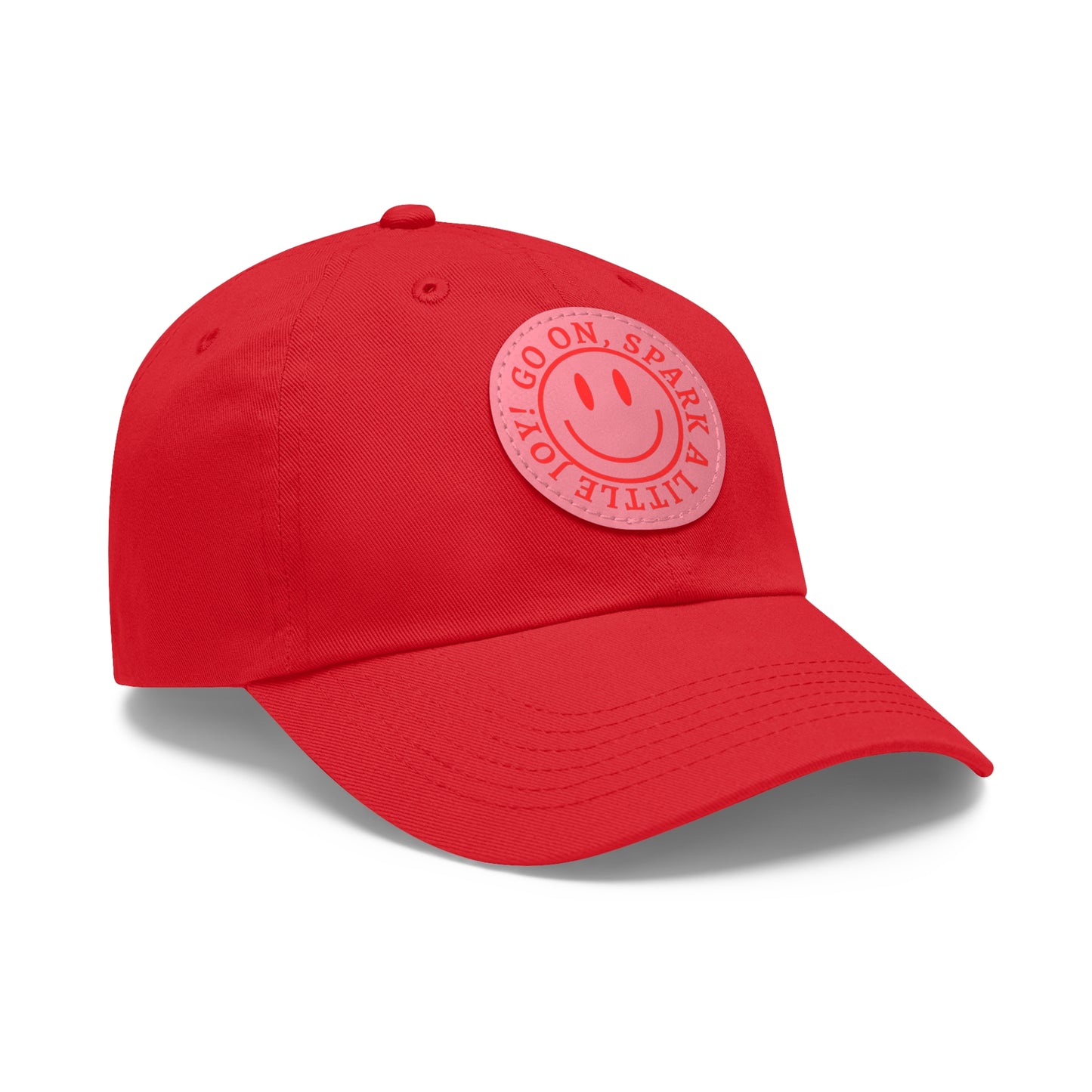 Leather Patch Hat - Go On, Spark a Little Joy! – Effortless Style Meets Everyday Inspiration - Red Baseball Hat with Pink Patch