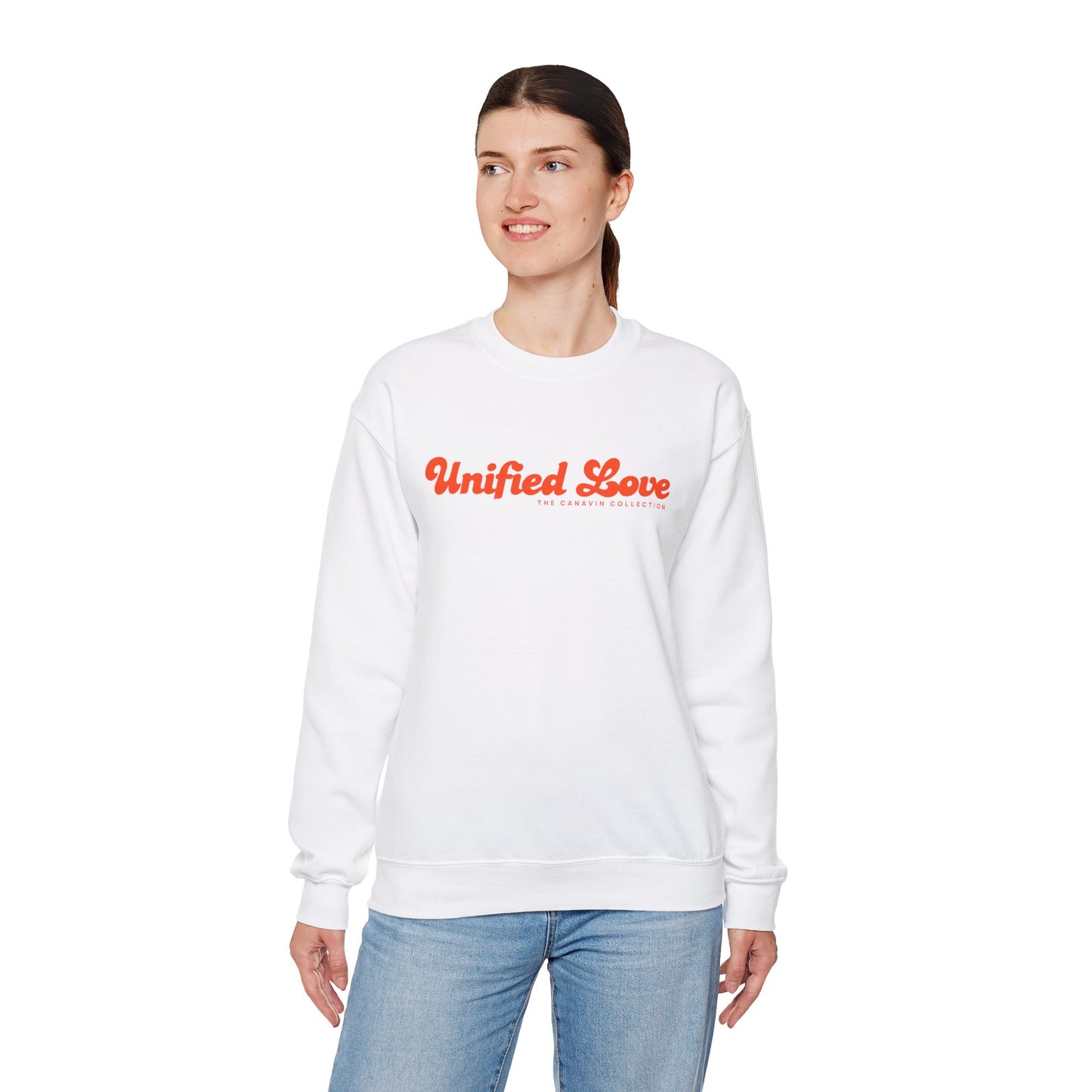 Unified Love Sweatshirt – Spread Love, Stay Cozy - Unisex Heavy Blend™ Crewneck Sweatshirt - White