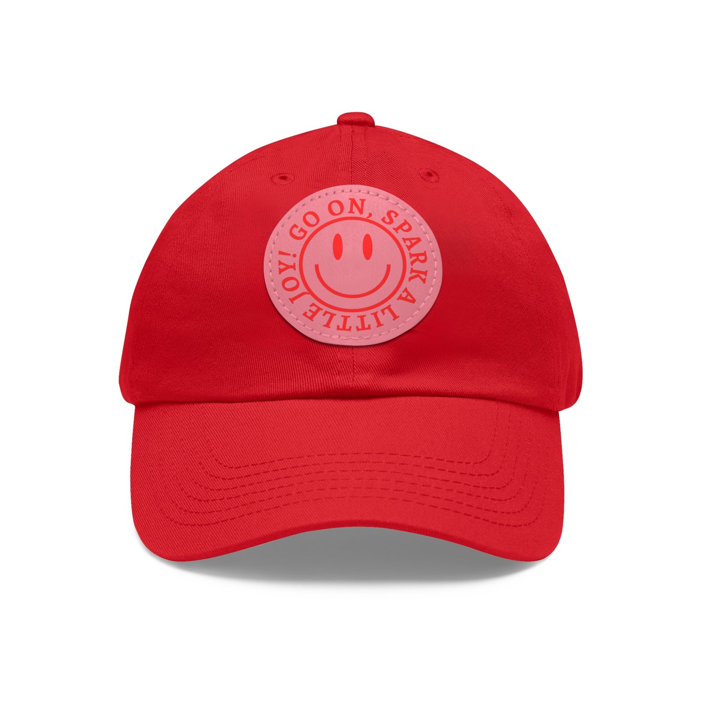 Leather Patch Hat - Go On, Spark a Little Joy! – Effortless Style Meets Everyday Inspiration - Red Baseball Hat with Pink Patch